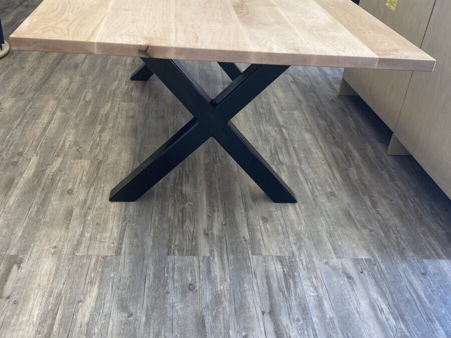 NEW Prefinished Hard Maple Dining Table w/ Metal Base